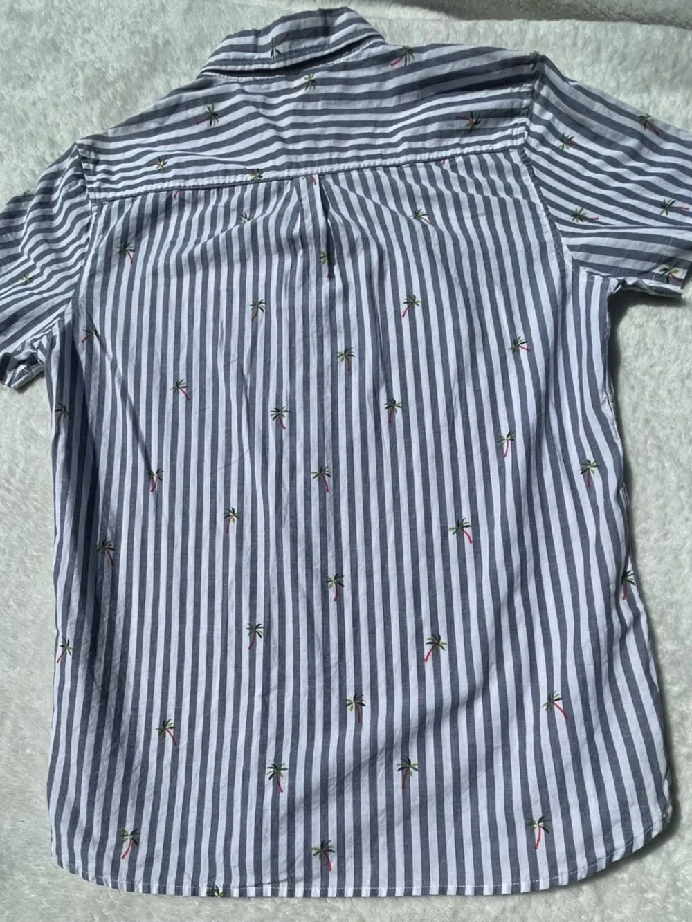 Sovereign Code Blue‎ and White Striped Short Sleeve Button-Down Shirt